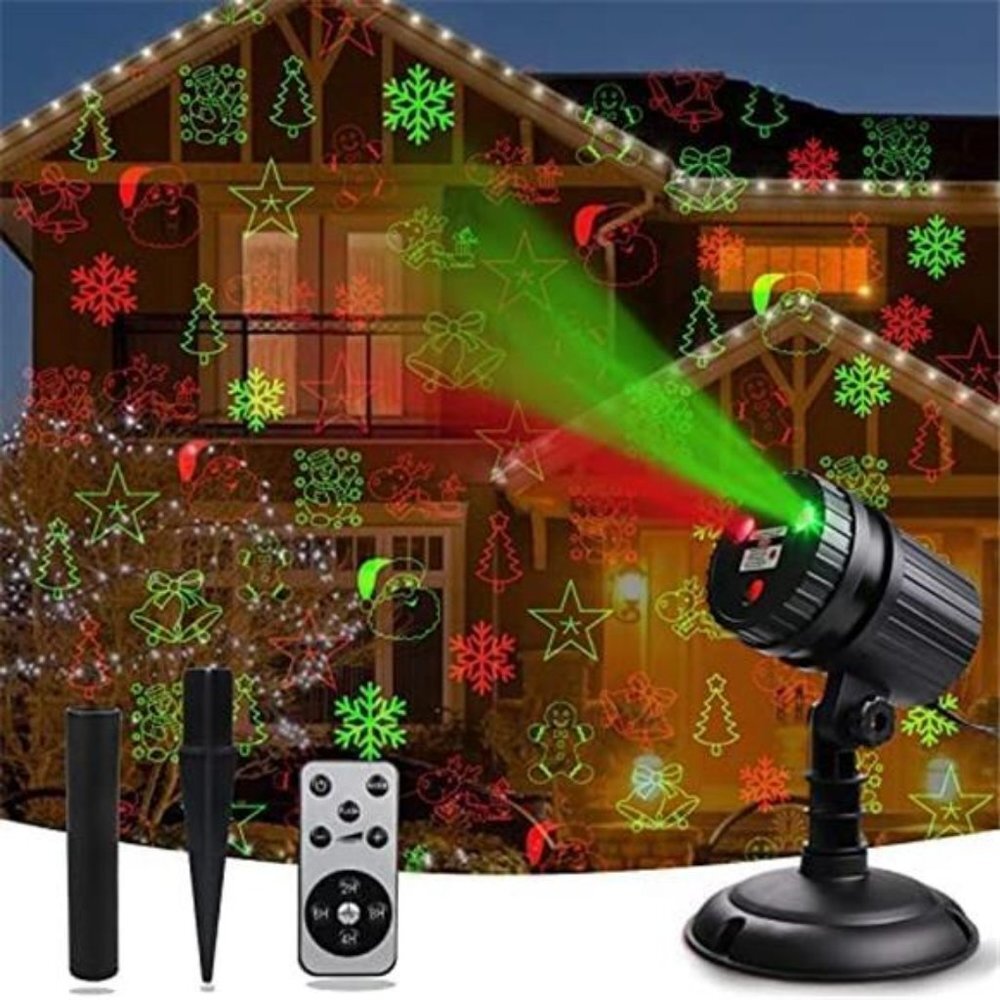 Christmas Laser Projector Light, Christmas Decorations Light 8 Patterns Snow